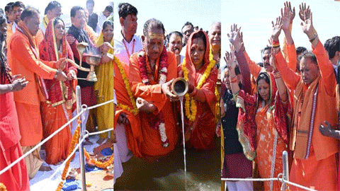 मुख्यमंत्री विष्णु देव साय ने त्रिवेणी संगम में किया पुण्य स्नान, प्रदेशवासियों की सुख-समृद्धि की कामना की